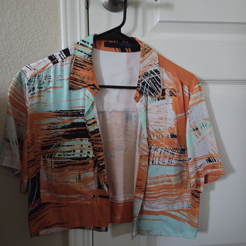 L.A.M.B. Women's Shirt in Orange, Black, and Mint